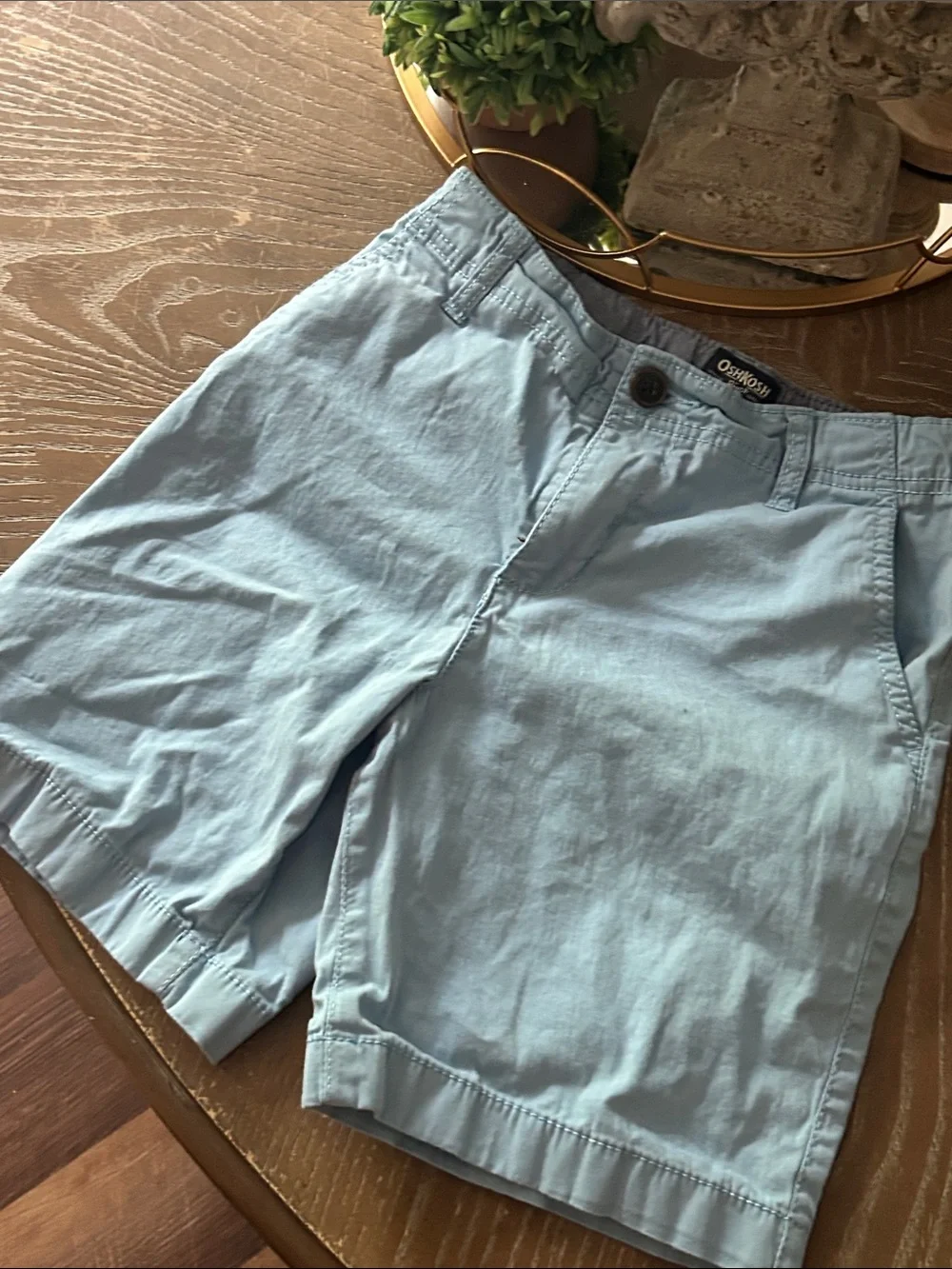 OshKosh B'gosh Light Blue Boys Cotton Chino Flat-Front Shorts Size 8